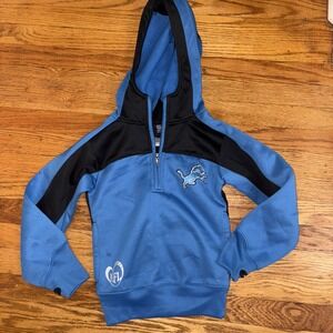 Youth Detroit Lions NFL Team Apparel Blue Hooded Sweater Sweatshirt, 7-8